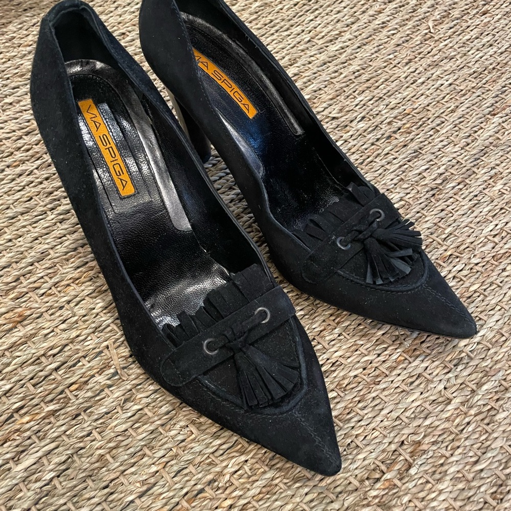 Via Spiga Black Women's Suede Pumps